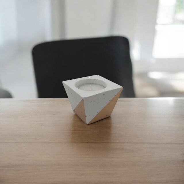 Deko Windlicht Weiss/Bronze