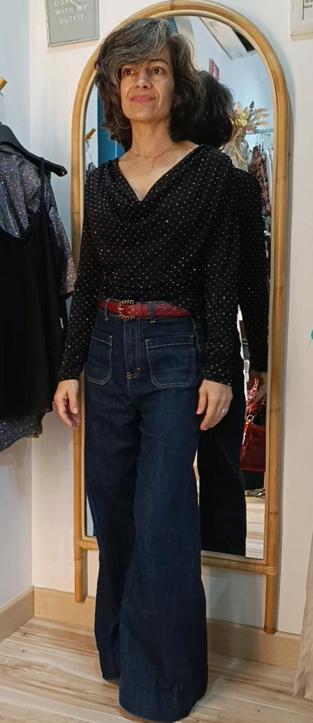 Top Drapeado con brillantes