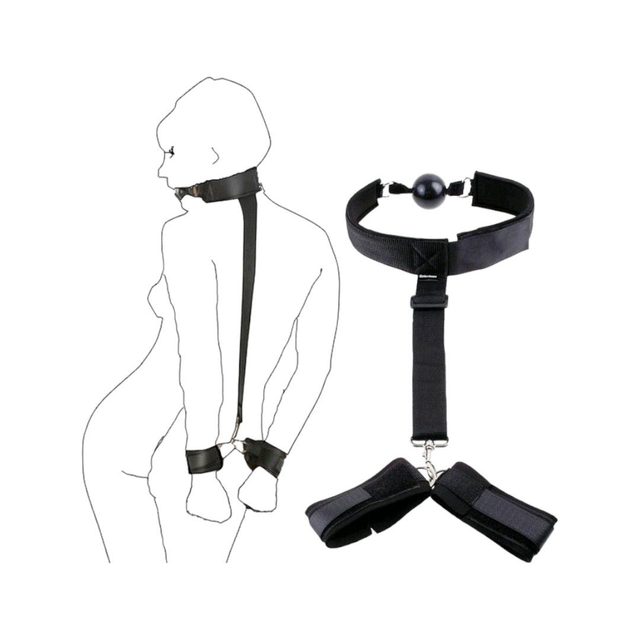 Inmovilizador de Brazos y Cabeza con Mordaza - Negro