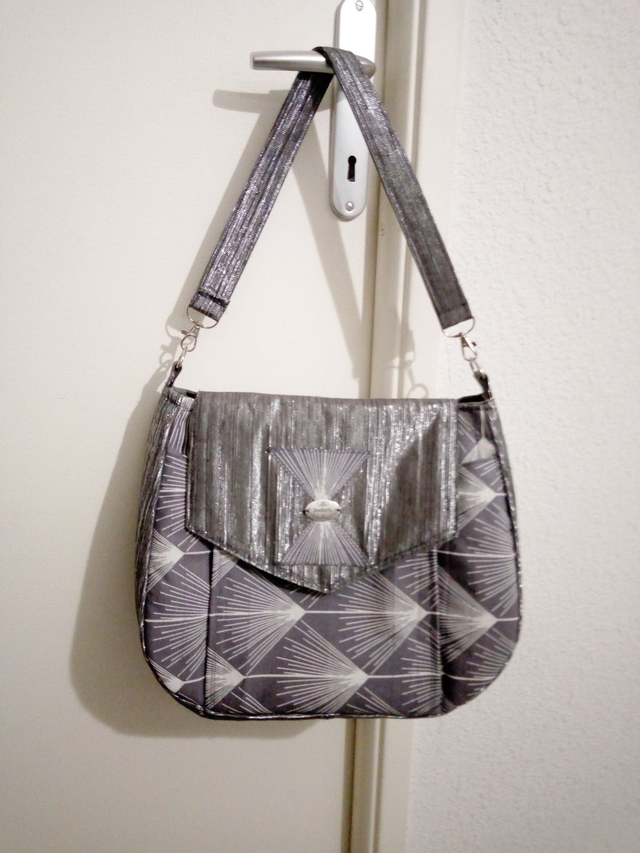  sac épaule  fourre tout  gris en tissu et toile gris  grande capacité 		