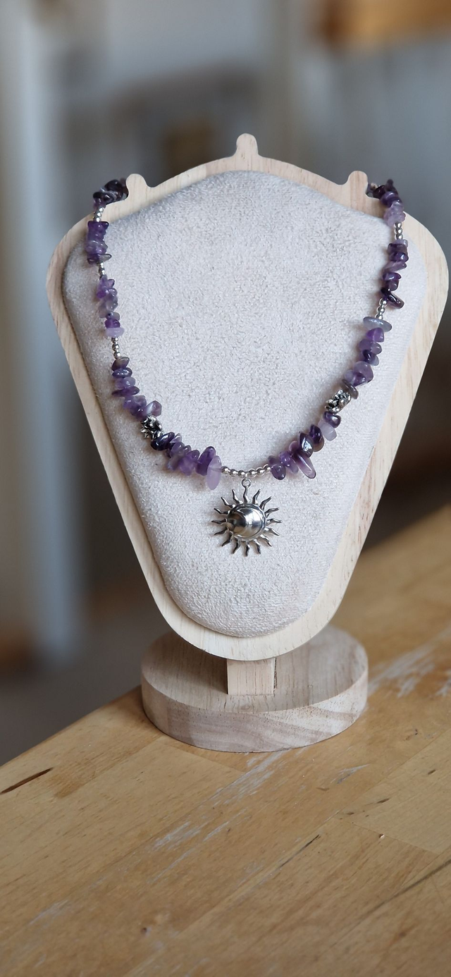 Set Kette und Ohrringe aus Amethyst     Ohrschmuck, Edelsteine