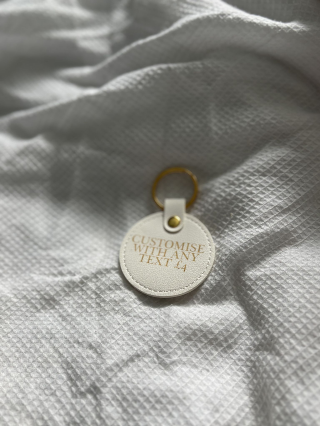 Personalised Circle Faux Leather Keyring
