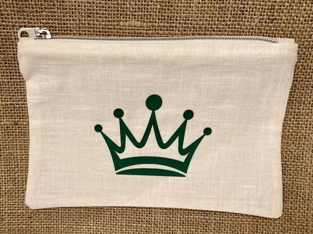 Pochette Couronne verte sur pochette de Lin blanc