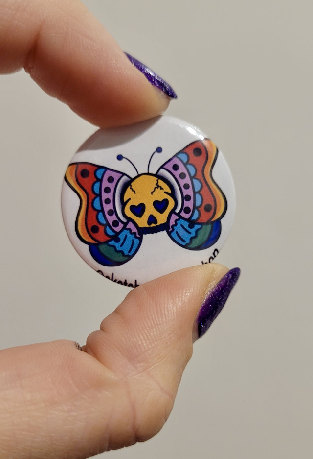 Death Moth Badge – Pride Colours Inspired - 32mm Round Pin Button