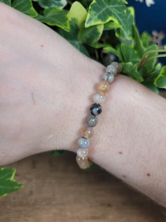 Agate Plume - Bracelet avec perles de 6 mm