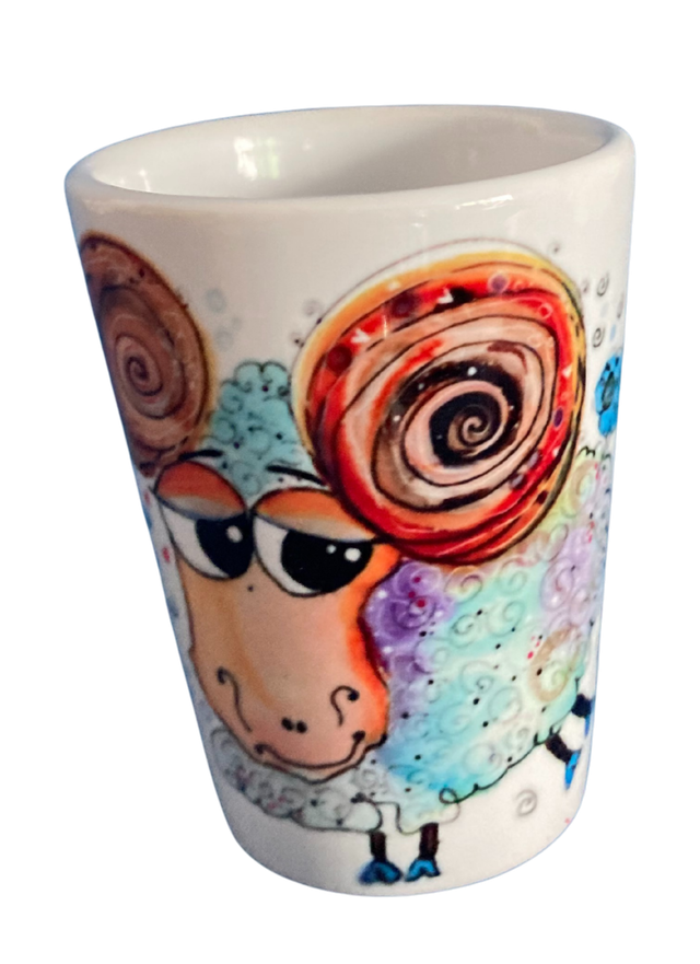 Schnapsglas Keramik "Widder - ich schaf noch einen"