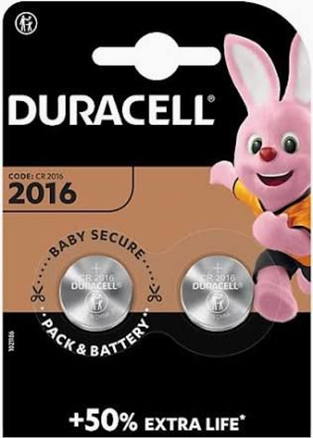 Blister de 2 pilas alcalinas  DURACELL  mod.  2016