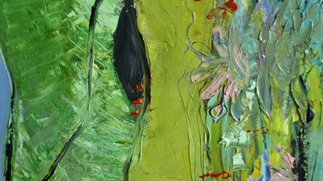 ART OIL ON PAPER. CHAMPS DE RIZ