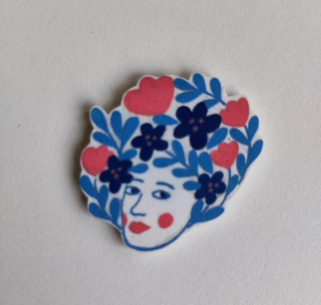 Magneet "gezicht met bloemen"