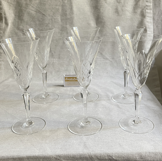  Set von 6 Champagner/  Sektgläsern  Kristall handgeschliffen