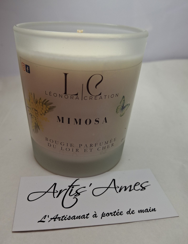 Bougie parfumée pot givré Mimosa 170 gr