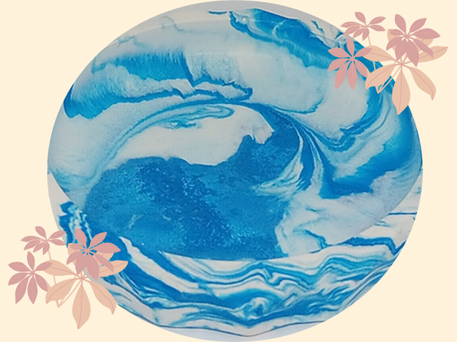 Coupelle/Soucoupe en Jesmonite bleu et blanche, Création Fait de mes Mains