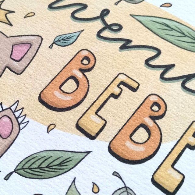 Carte Bienvenue Bébé Feuilles