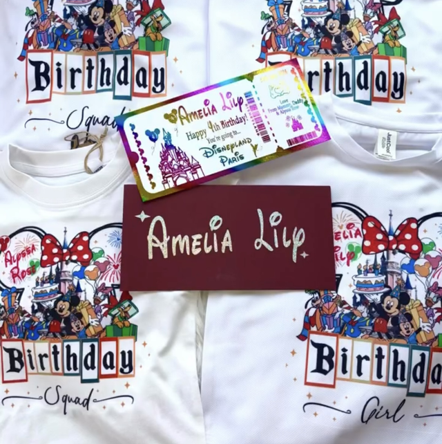 Disneyland birthday girl/boy personalised age t shirt