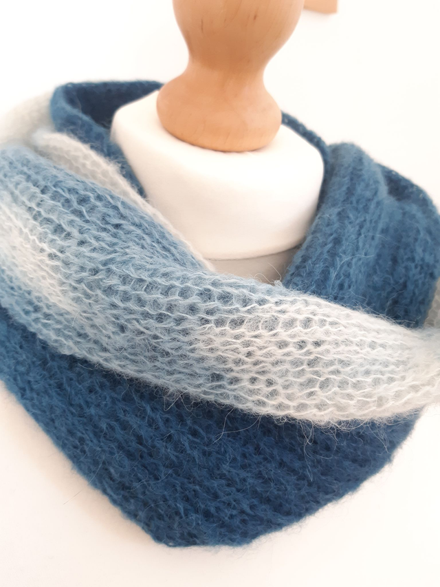 Snood laine alpaga teinture indigo