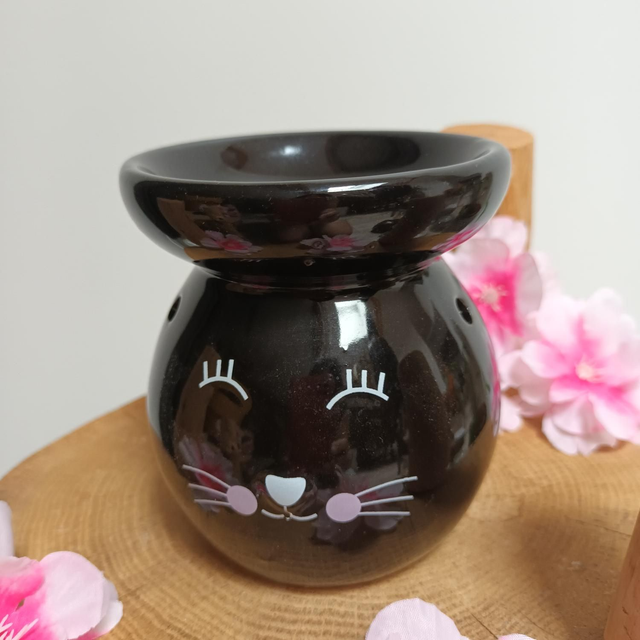 Brûle-parfum chat - noir