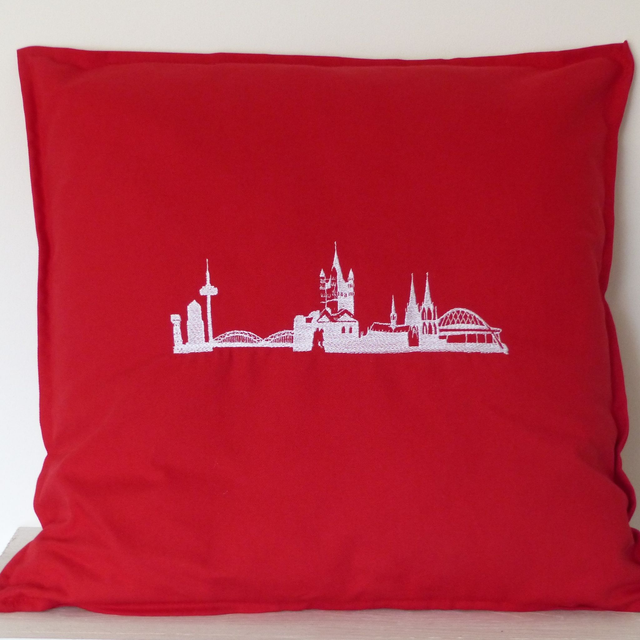 Kissenhülle rot „Köln Skyline“