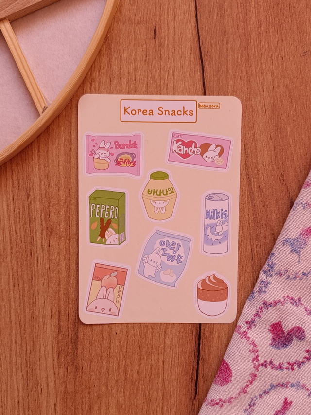 Koreanische Snacks Stickersheet 