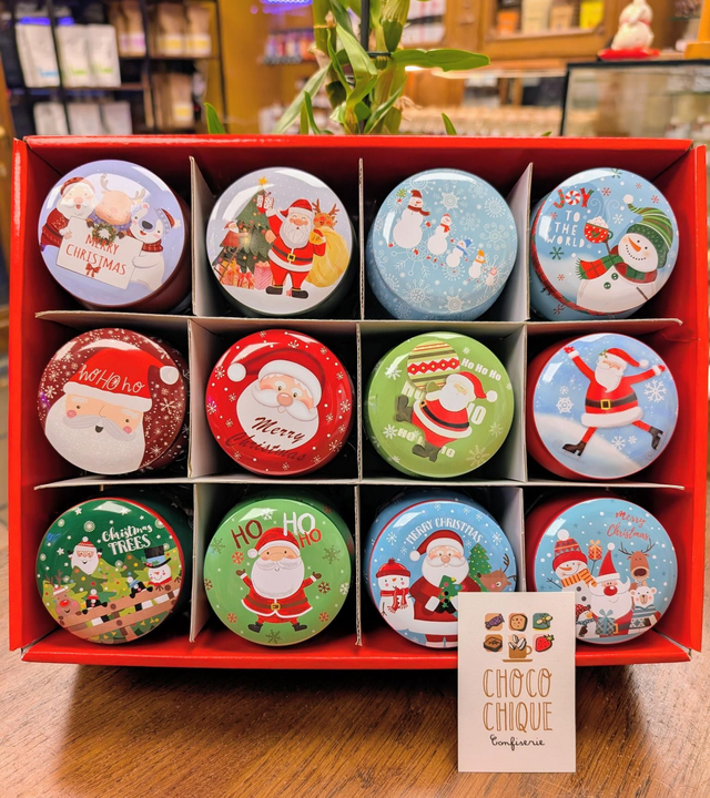 Petite boîte métallique de Noël (vide) 12 modèles assortis 