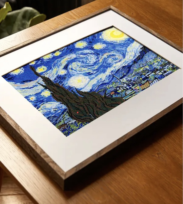 The Starry Night Van Gogh, advanced cross stitch kit - DMC