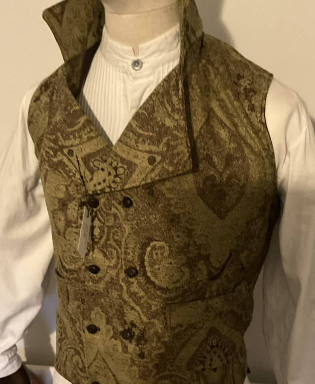 Regency Style Vest Green Brocade