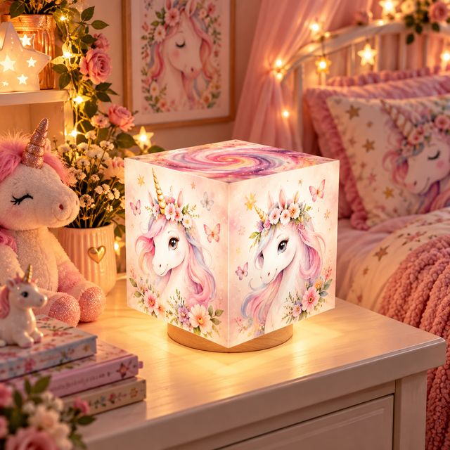 Lampe d'ambiance en cire 10x10cm - "Licorne 2"