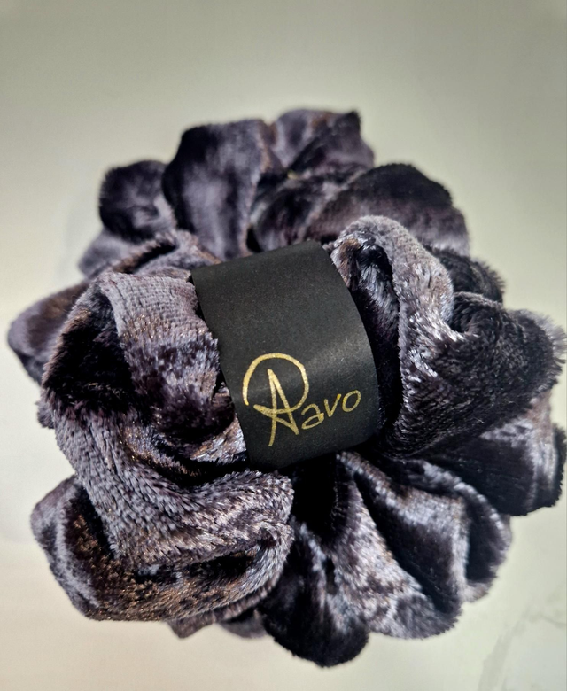 VELVET Purple Gray Scrunchies Set 