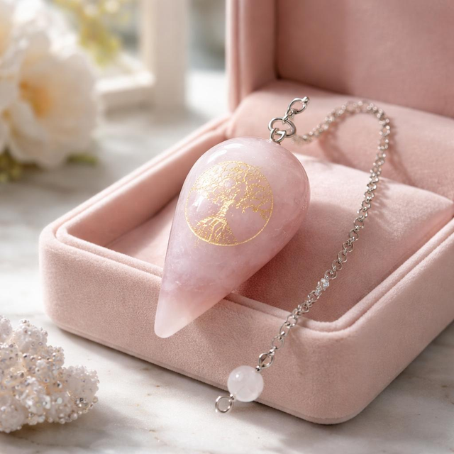 "Quartz rose arbre de vie" - Pendule P-08