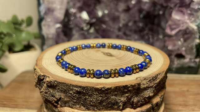 Bracelet LAPIS-LAZULI 4mm (Avec Hématites)