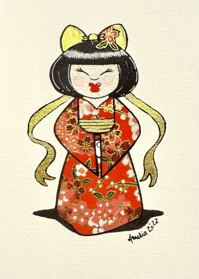 Konichiwa Kiku A5 print