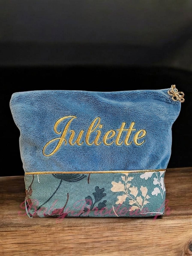 Trousse de toilette Bleu et motif feuilles
