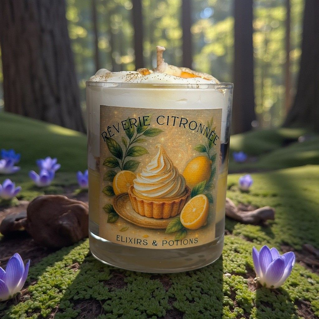 Bougie parfumée gourmande "Rêverie Citronnée" (tarte citron meringuée)