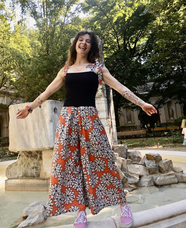 Combi BoQ le froc orange grosses fleurs