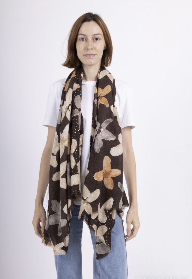 Écharpe imprimé fleur avec dorure