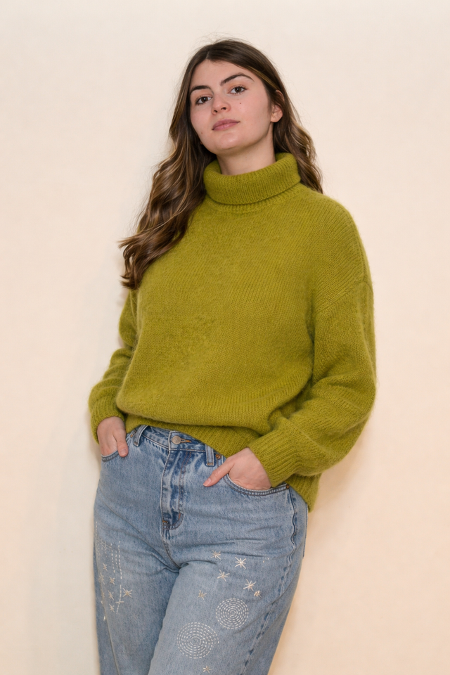 Maglione mohair collo alto