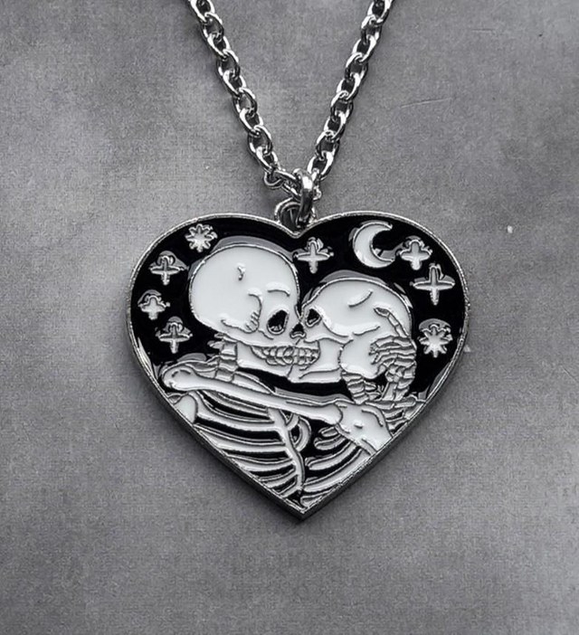 Skeleton Lovers Necklace (Black and White)