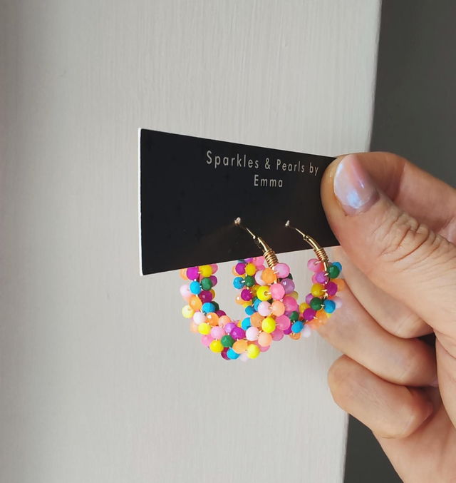 Colourful wire wrapped hoops