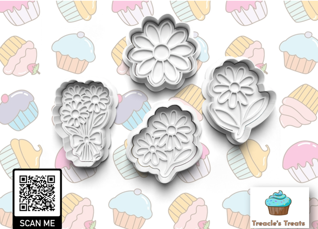 Daisy Flowers Fondant/cookie stamp with matching cutter 