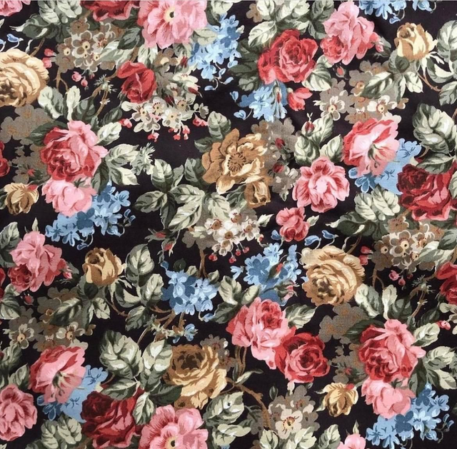 Crowson - florals on dark brown background