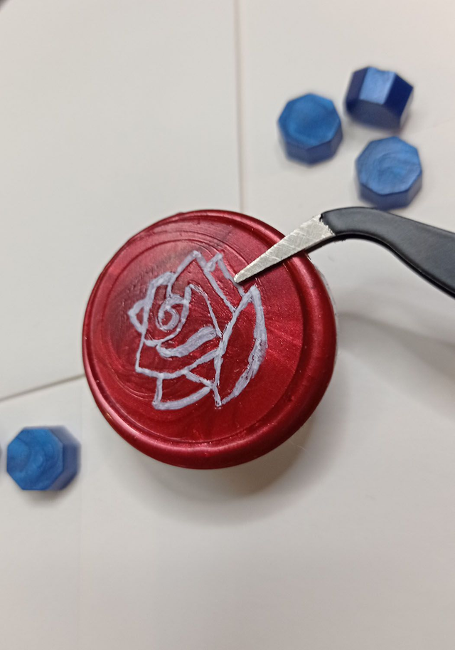 Faux sceau de cire – Rose rouge