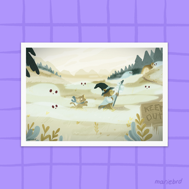 Chat sorcier dans la brume | Print A5