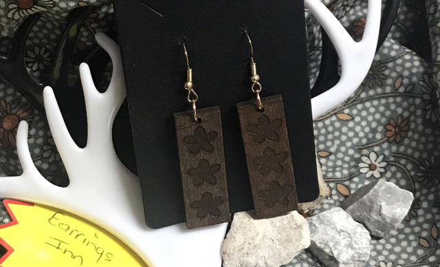 Brown Wood Dangling Earrings-SWDE77
