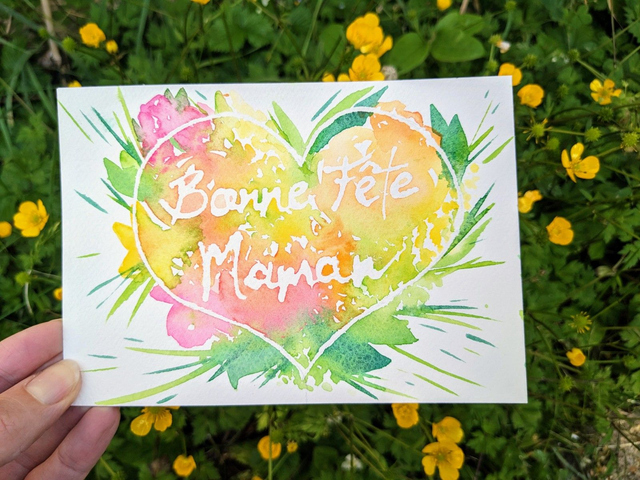 Carte originale à l'aquarelle 6 modèles "bonne fête maman" fleurie 