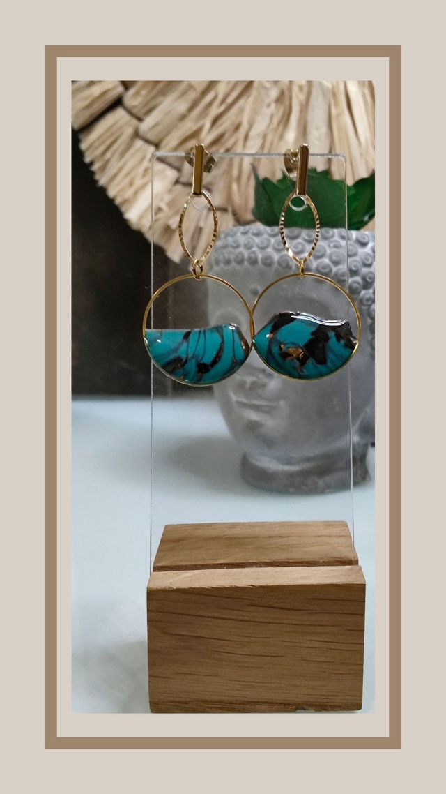 Boucles d&#039;oreilles faux turquoise rond 