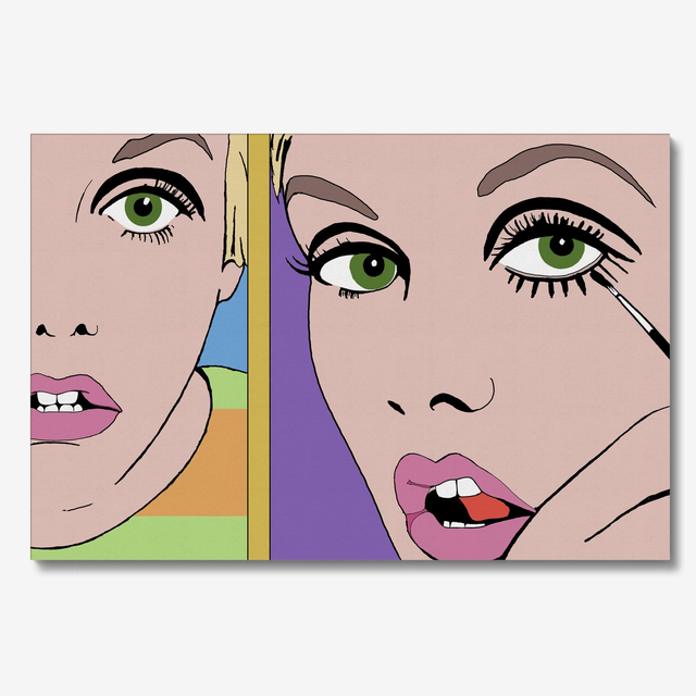 Canvas Wall Art, Supermodel Twiggy, Large Scale Graphical Colourful Artwork, Four Sizes, Part 1 of a Set of 3