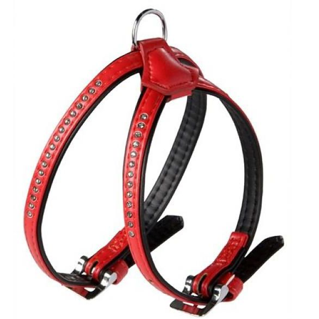 Adori art lederen harnas met strass rood XS