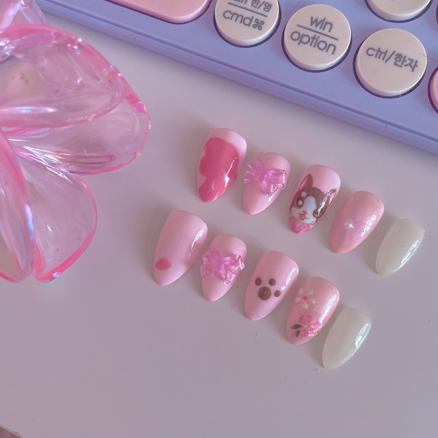 Set de Press-on Nails "Sakura &amp; Mochi" 🌸🍡