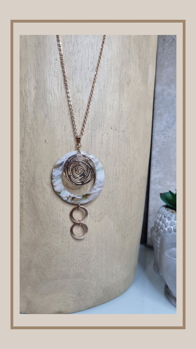 Collier Fausse pierre naturelle ronde 