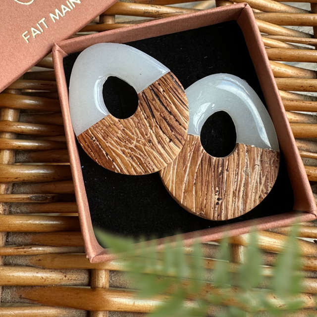 Gouttes XL Blanc translucide et effet bois