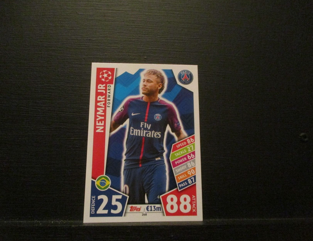 Neymar Jr - UEFA Champions League Match Attax 2017/18 Original Trading Card #268
